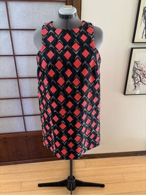 EUC Milly Green and Orange Mini Dress with Diamond Pattern US 14